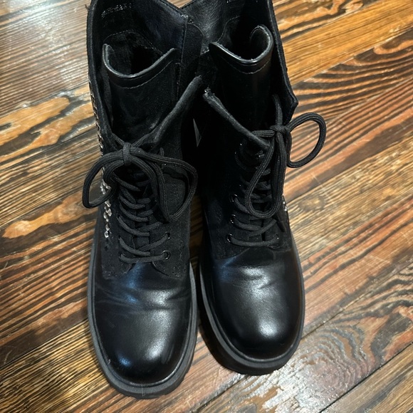AKIRA Black RHINESTONE Women's combat Boots - Picture 2 of 7